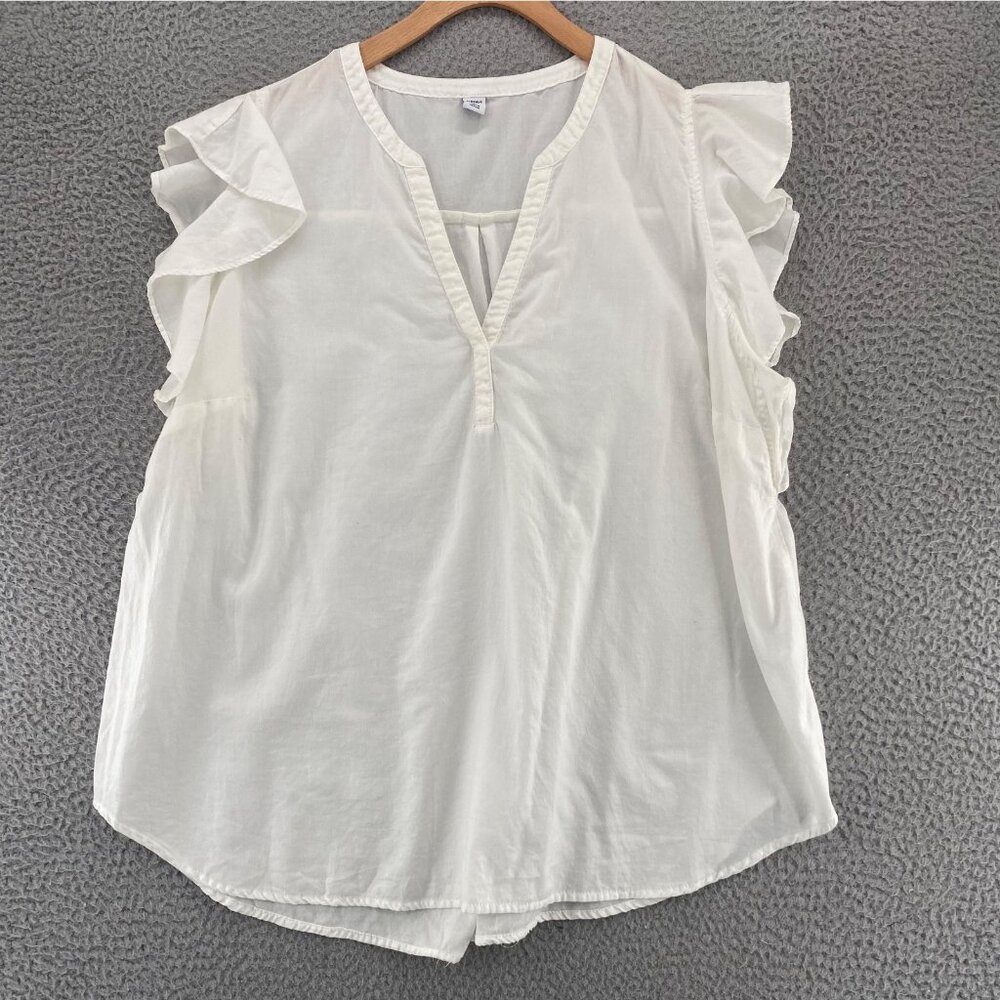 Old Navy White Ruffle Sleeve V-Neck Blouse